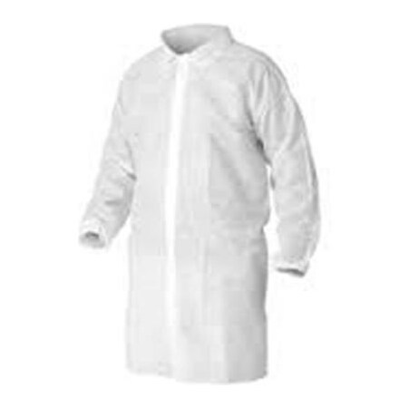 Keystone Safety Polypropylene Lab Coat, No Pockets, Elastic Wrists, Snap Front, Single Collar, White, 5XL, 30/CS LC0-WE-NW-5XL